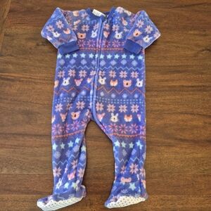 PJ Place Girls Purple Fuzzy Fair Isle Sleeper Size 9-12M